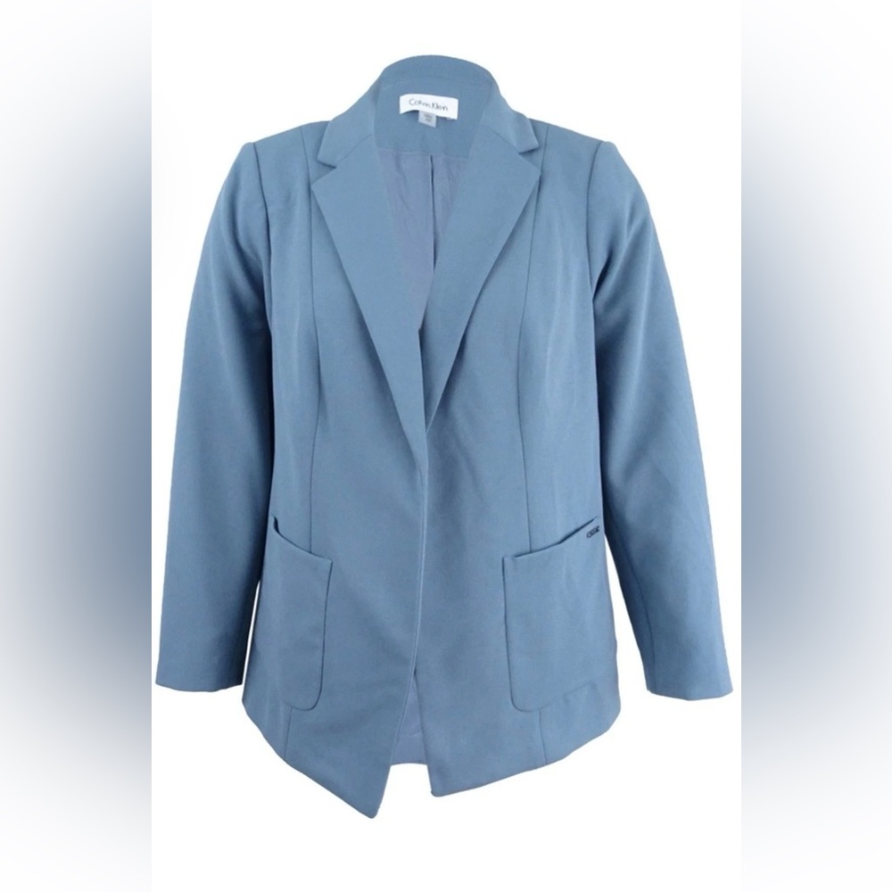Calvin Klein Women's Gray-Blue Dusty Shale Size 22W Plus Size Open-Front Blazer